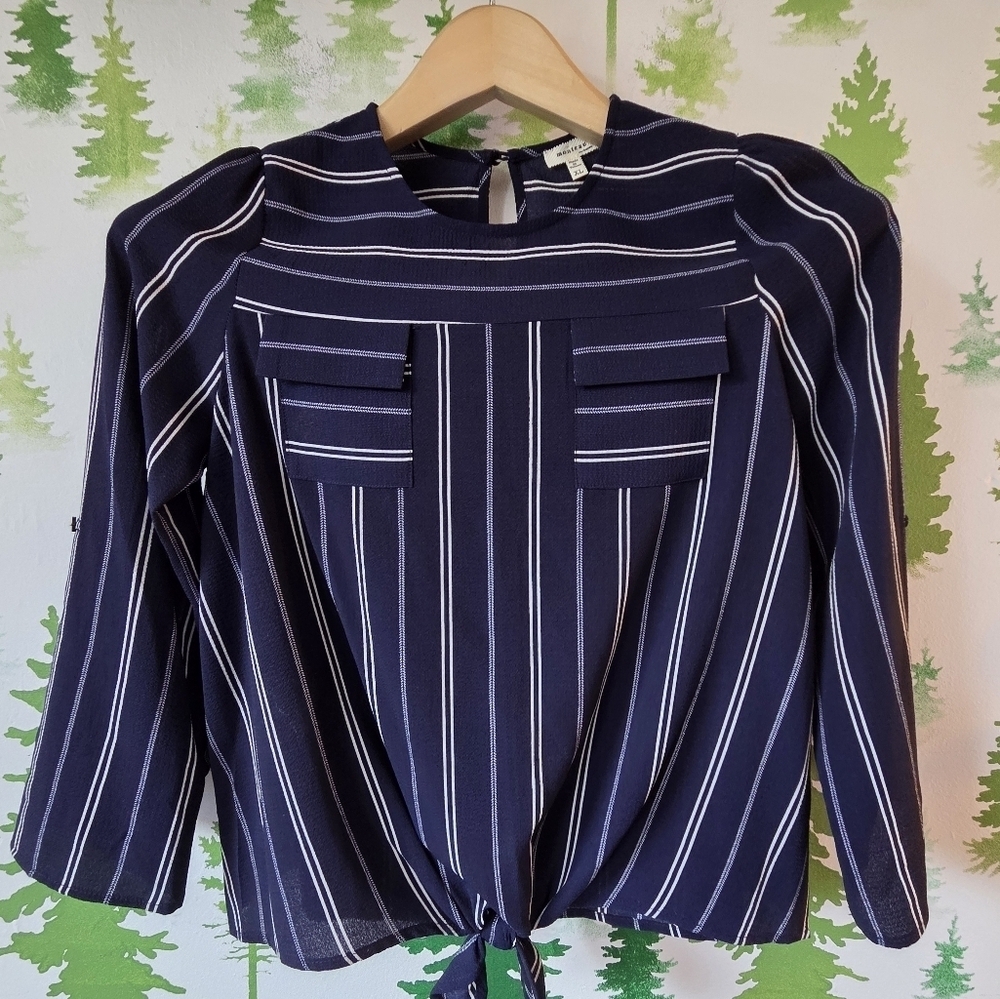 Monteau Striped Two Pocket Top